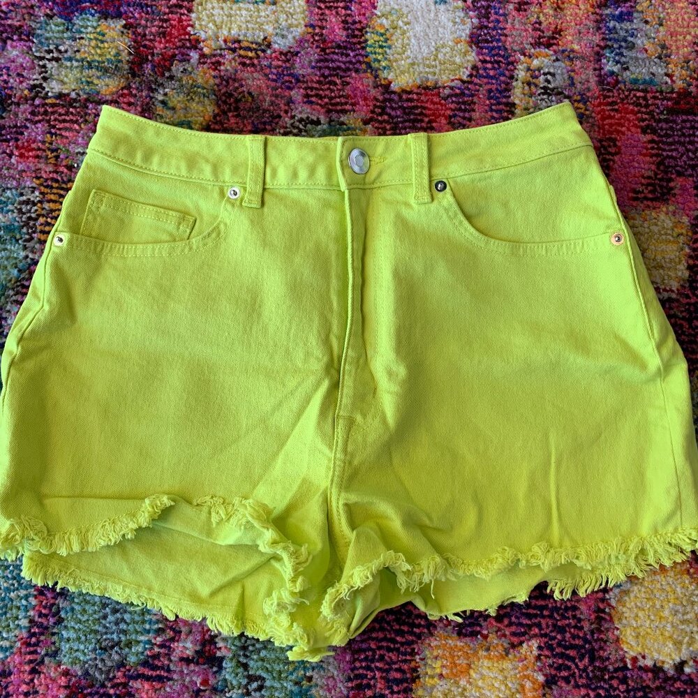 Bright lime jean shorts